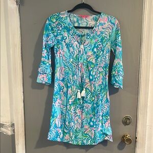 Lilly‎ Pulitzer Blue and Pink Midi Dress